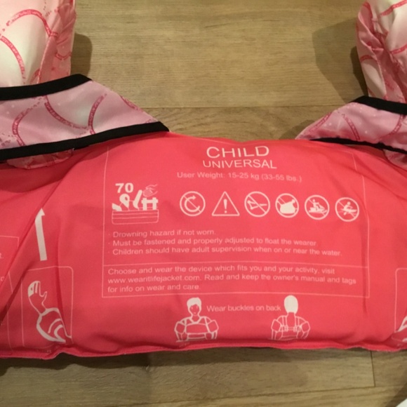 Chriffer Pink Mermaid Swim Vest Life Jacket for 33-55 Pounds - Picture 6 of 7